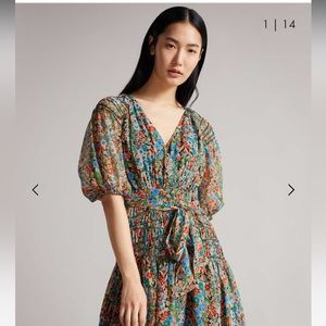 Ted Baker Smock Panel Wrap Mini Dress size 4 (large or US 10). Brand new w tags